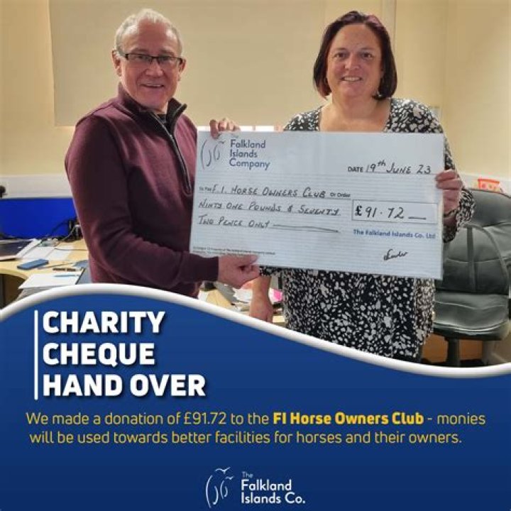 donating a cheque for a cause.