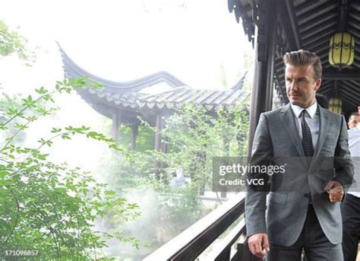 HANGZHOU, CHINA - JUNE 22: David Beckham looks on during his visit Hangzhou Huanglong Stadium on June 22, 2013 in Hangzhou, China. (Photo by Lintao Zhang/Getty Images)