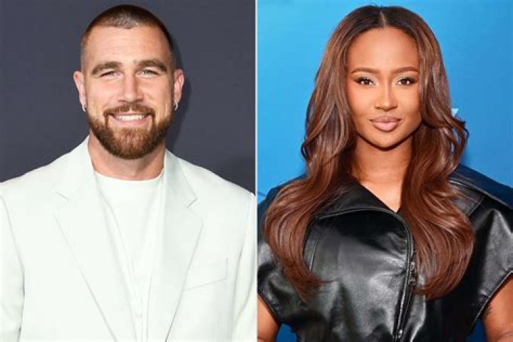 (L-R) Travis Kelce and Kayla Nicole attend the 11th Annual NFL Honors at YouTube Theater on February 10, 2022 in Inglewood, California.